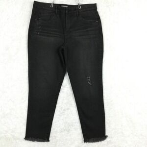 Mac‎ And Me Womens Jeans Boyfriend Black Denim Frayed Distressed High Rise 14